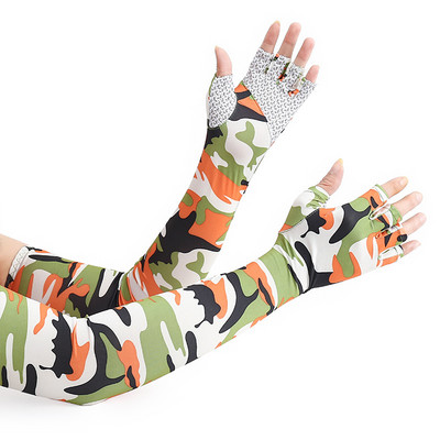 Mâneci de braț de gheață cu cinci degete Protecție solară Protecție de braț respirabilă Sporturi în aer liber Ciclism Alergare Mâneci de braț din mătase rece