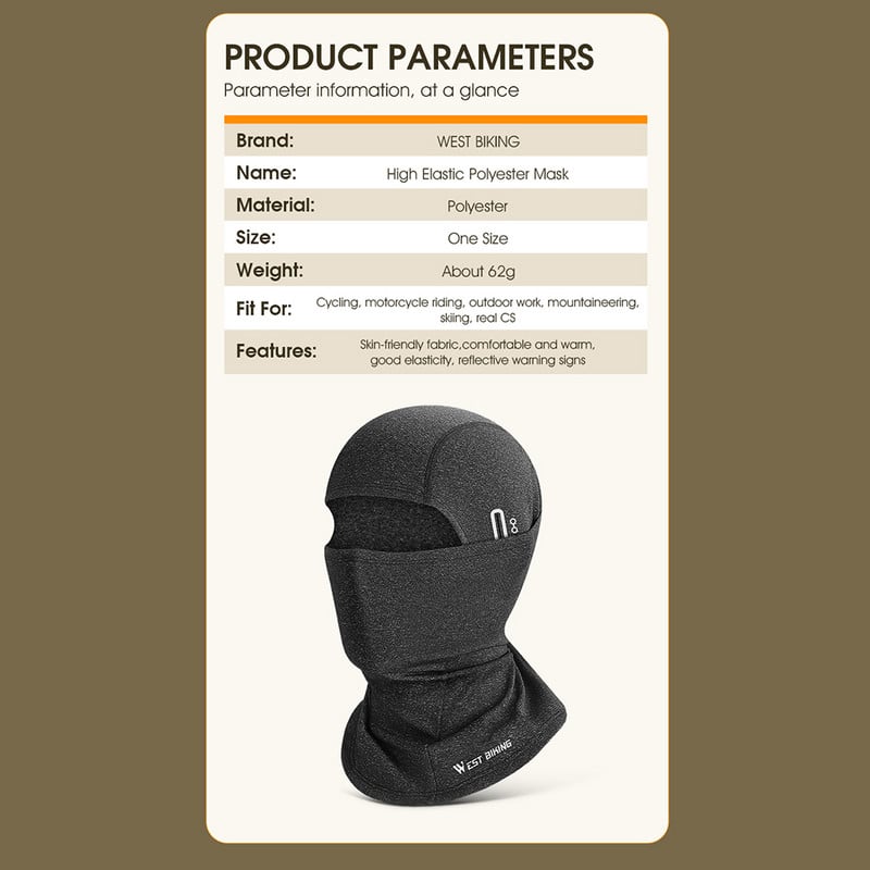 WEST BIKING Téli kerékpáros sapka Polár balaclava meleg polár termálsí snowboard arcmaszk Férfi bandana kerékpáros fejfedők