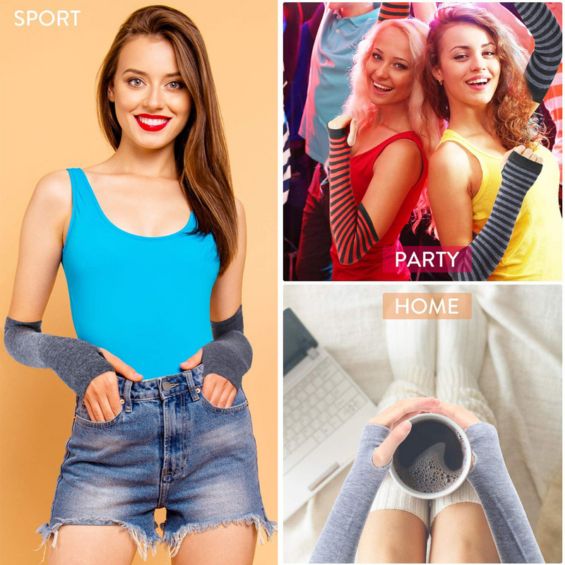 Ride Force 1 paar pikad sõrmedeta kindad kootud käsivarre soojendaja pöidla auk venivad kindad varrukad jõulujooksu rattasõidu kaitse