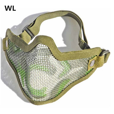 Κυνηγετική Στρατιωτική μάσκα ματιών προσώπου με μισό κάλυμμα Tactical Metal Steel Net Mesh Outdoor CS Wargame Cycling Protective Airsoft Mask