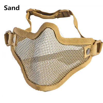 Κυνηγετική Στρατιωτική μάσκα ματιών προσώπου με μισό κάλυμμα Tactical Metal Steel Net Mesh Outdoor CS Wargame Cycling Protective Airsoft Mask