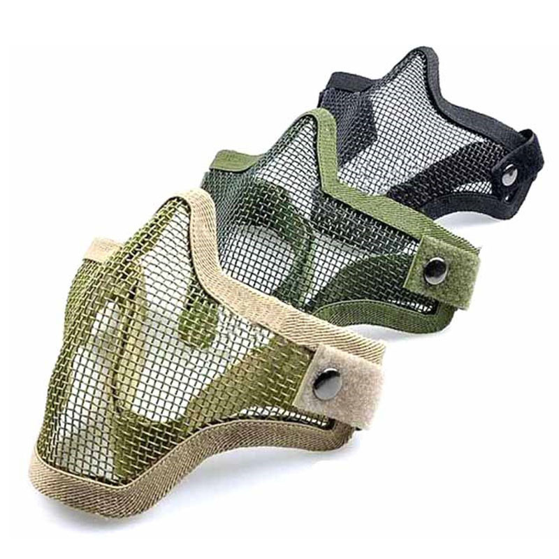 Κυνηγετική Στρατιωτική μάσκα ματιών προσώπου με μισό κάλυμμα Tactical Metal Steel Net Mesh Outdoor CS Wargame Cycling Protective Airsoft Mask