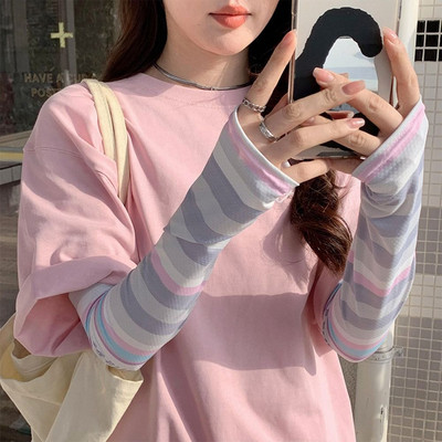 Jégkaros ujjú, bő női hosszú ujj nélküli, puha fényvédő vezetés kerékpáros kesztyűk légáteresztő hideg ujjú futósportruházat