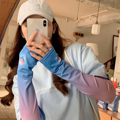 Jégkaros ujjú, bő női hosszú ujj nélküli, puha fényvédő vezetés kerékpáros kesztyűk légáteresztő hideg ujjú futósportruházat