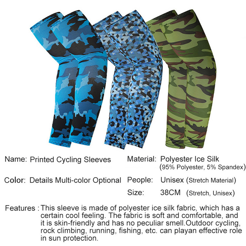 1paar Jalgrattakäevarrukad Päikesekaitse Hingav välisport Jooks Ice Silk UV-vastane Mugav Varrukas Naised Mehed