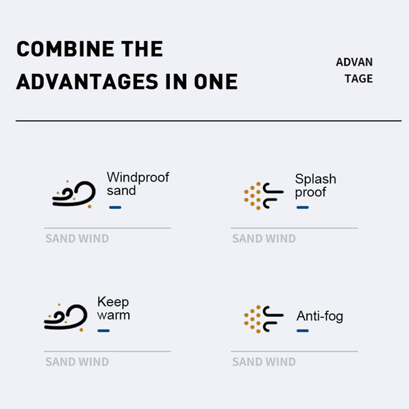 Talvine ratsutamine Tuulekindel soe näomask Eemaldatav Polar fliis koos eemaldatavate uduvastaste HD prillidega Korduvkasutatav paari maski müts