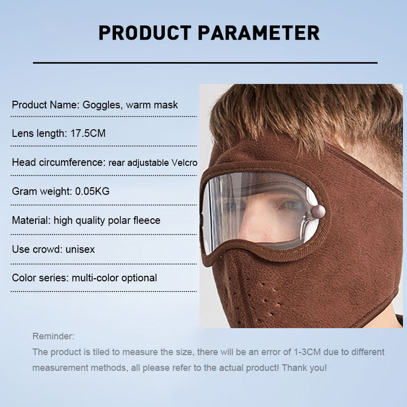 Talvine ratsutamine Tuulekindel soe näomask Eemaldatav Polar fliis koos eemaldatavate uduvastaste HD prillidega Korduvkasutatav paari maski müts