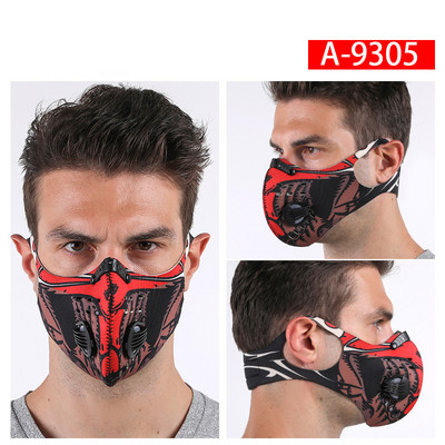 Jalgratta näomask filtriga Korduvkasutatav mask näo tolmumaski jaoks, aktiivsöega 5-kihiline filtreerimisplokk Pm 2,5 rattamask