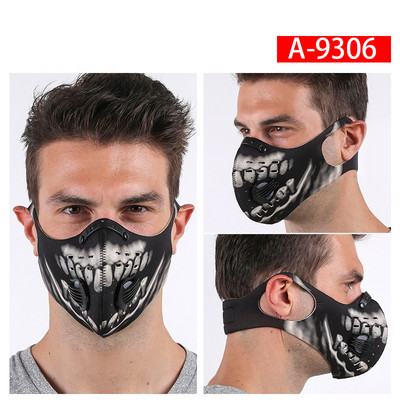 Jalgratta näomask filtriga Korduvkasutatav mask näo tolmumaski jaoks, aktiivsöega 5-kihiline filtreerimisplokk Pm 2,5 rattamask