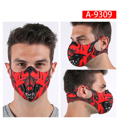 Jalgratta näomask filtriga Korduvkasutatav mask näo tolmumaski jaoks, aktiivsöega 5-kihiline filtreerimisplokk Pm 2,5 rattamask