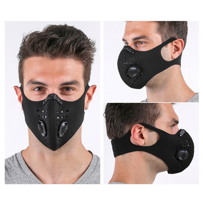 Jalgratta näomask filtriga Korduvkasutatav mask näo tolmumaski jaoks, aktiivsöega 5-kihiline filtreerimisplokk Pm 2,5 rattamask