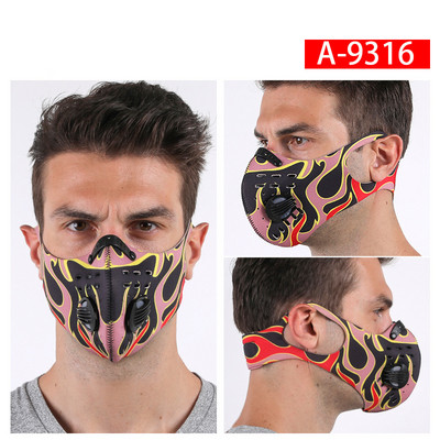 Jalgratta näomask filtriga Korduvkasutatav mask näo tolmumaski jaoks, aktiivsöega 5-kihiline filtreerimisplokk Pm 2,5 rattamask