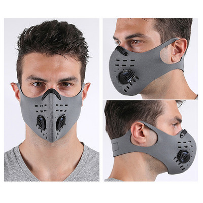Jalgratta näomask filtriga Korduvkasutatav mask näo tolmumaski jaoks, aktiivsöega 5-kihiline filtreerimisplokk Pm 2,5 rattamask