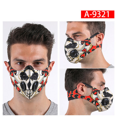 Jalgratta näomask filtriga Korduvkasutatav mask näo tolmumaski jaoks, aktiivsöega 5-kihiline filtreerimisplokk Pm 2,5 rattamask