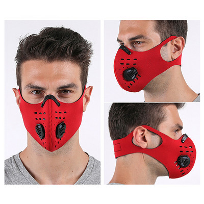 Jalgratta näomask filtriga Korduvkasutatav mask näo tolmumaski jaoks, aktiivsöega 5-kihiline filtreerimisplokk Pm 2,5 rattamask