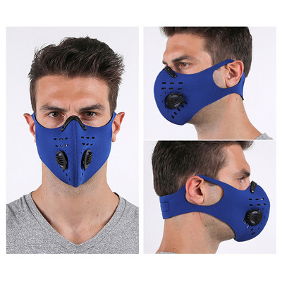 Jalgratta näomask filtriga Korduvkasutatav mask näo tolmumaski jaoks, aktiivsöega 5-kihiline filtreerimisplokk Pm 2,5 rattamask