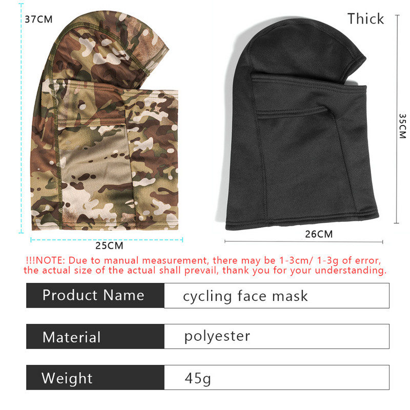 Tactical Balaclava Summer Cool Men Camouflage Full Face Mask Ski Bike Army Hunting Head Cover Cycling Face Mask Neck Gaiter