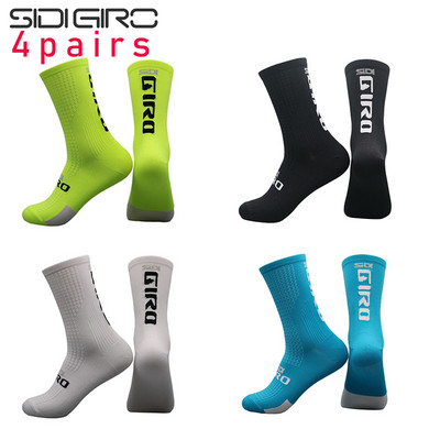 SIDI-GIRO 4pairs New Sports Compression Cycling Socks Men Professional Racing Mountain Bike Socks calcetines ciclismo hombre