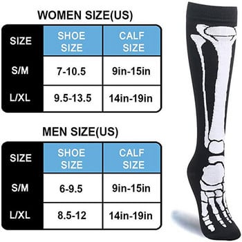 Спортни чорапи Halloween Skull Horror Compression Sock Спортни високи до коляното Мъже Жени Chaussette De Compression Medias De Compression