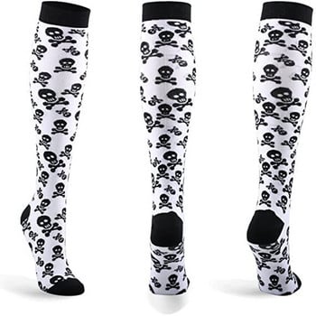 Спортни чорапи Halloween Skull Horror Compression Sock Спортни високи до коляното Мъже Жени Chaussette De Compression Medias De Compression