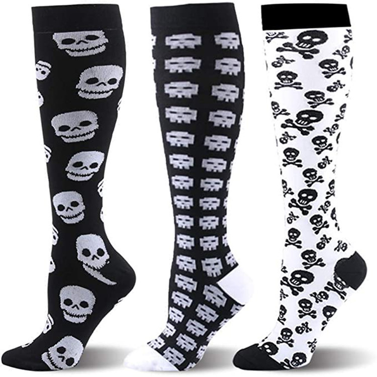 Șosete sport Halloween Craniu Horror Șosete de compresie Sport Genunchi înalți Bărbați Femei Șușetă De compresie Medias De Compresion