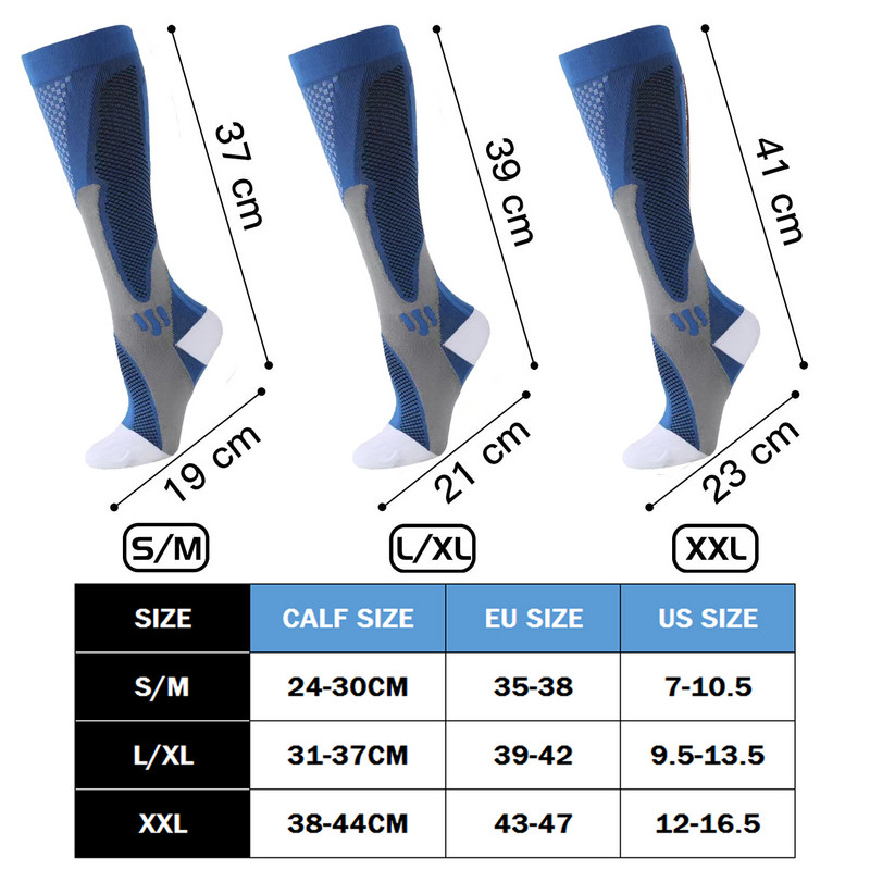 Bėgimo kompresinės kojinės kojinės dviračiams dviračių kojinės vyrams kompresinės kojinės medicininės slaugos kojinės aukštai 30 mmHg
