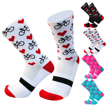 Нови професионални спортни професионални чорапи за колоездене Мъжки, дамски компресионни чорапи за шосейни велосипеди Чорапи за планинско колоездене Чорапи за състезания Сърце