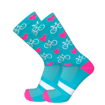 Нови професионални спортни професионални чорапи за колоездене Мъжки, дамски компресионни чорапи за шосейни велосипеди Чорапи за планинско колоездене Чорапи за състезания Сърце