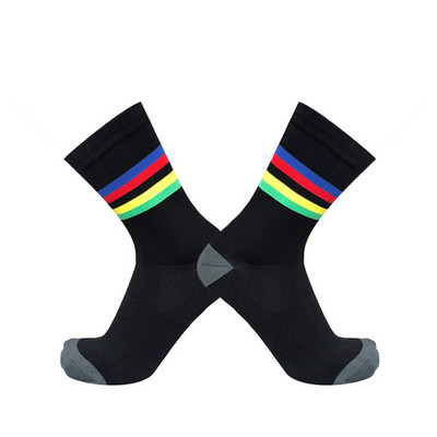 Нови чорапи за велосипеди, ивици, букви, мъже, жени, велосипедни чорапи, компресионни спортни дишащи шосейни чорапи Calcetines Ciclismo