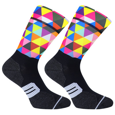 Șosete de ciclism profesionale antiderapante din silicon de 5 cm, șosete sportive, foarte comprimate, bărbați, femei, pentru bicicletă, șosete pentru alergare