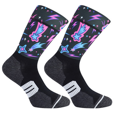 Șosete de ciclism profesionale antiderapante din silicon de 5 cm, șosete sportive, foarte comprimate, bărbați, femei, pentru bicicletă, șosete pentru alergare