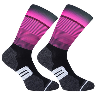 Șosete de ciclism profesionale antiderapante din silicon de 5 cm, șosete sportive, foarte comprimate, bărbați, femei, pentru bicicletă, șosete pentru alergare