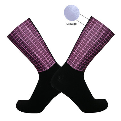 Új rácsos kerékpáros zokni csúszásmentes szilikon férfi női sportzokni menő légáteresztő nyári Aero bringás zokni Calcetines Ciclismo