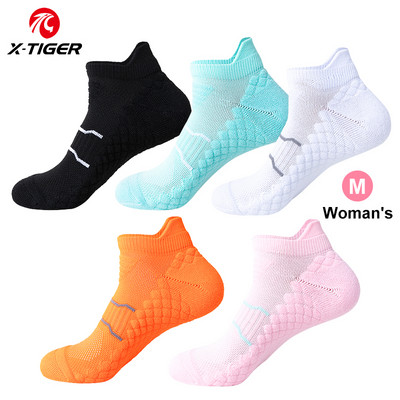 X-TIGER Sieviešu riteņbraukšanas zeķes 3 pāri Unisex sporta zeķes āra neslīdošas velosipēda sporta zeķes šosejas riteņbraukšanas zeķes skriešanas futbols