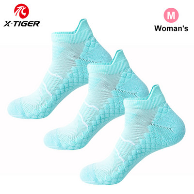 X-TIGER Ženske biciklističke čarape 3 para uniseks sportskih čarapa za vanjske sportove protiv klizanja Čarape za biciklističke sportove Čarape za cestovne bicikle Nogomet za trčanje