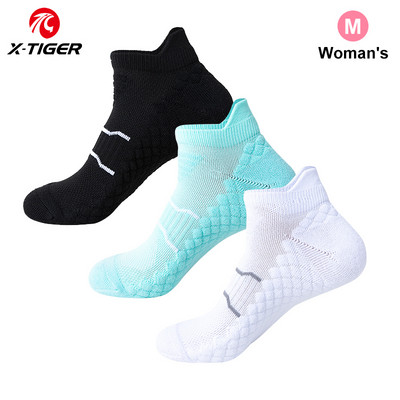 X-TIGER Ženske biciklističke čarape 3 para uniseks sportskih čarapa za vanjske sportove protiv klizanja Čarape za biciklističke sportove Čarape za cestovne bicikle Nogomet za trčanje