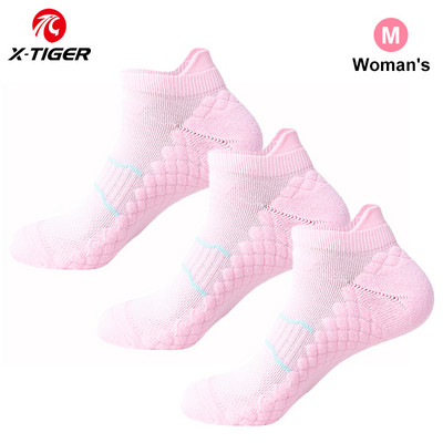 X-TIGER Ženske biciklističke čarape 3 para uniseks sportskih čarapa za vanjske sportove protiv klizanja Čarape za biciklističke sportove Čarape za cestovne bicikle Nogomet za trčanje