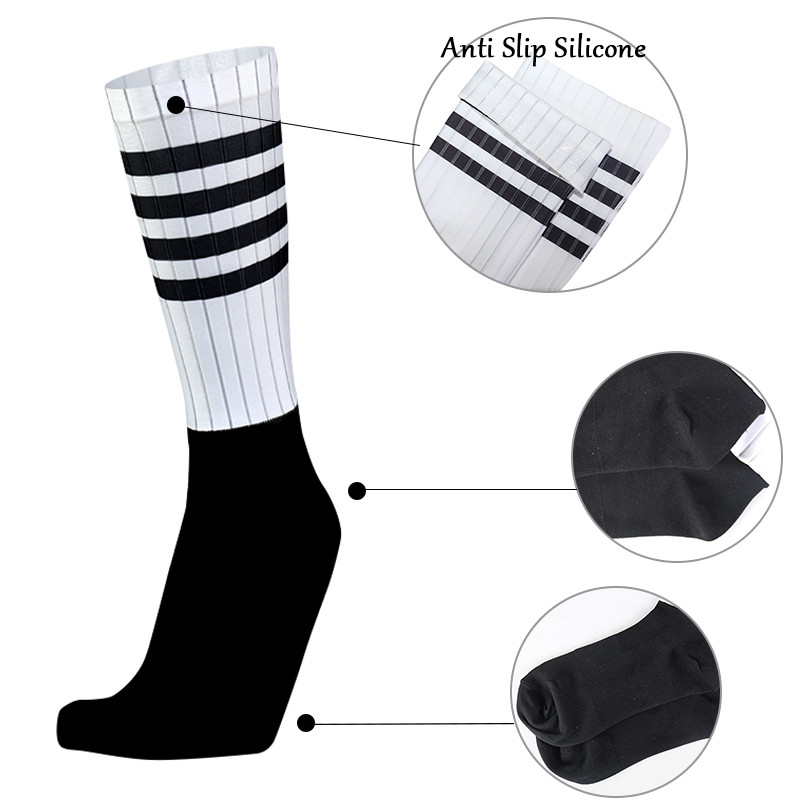 Noi șosete de ciclism Pro Bike Team Bărbați Femei fără sudură Anti-Slip Stripe Sport Calcetines Ciclismo