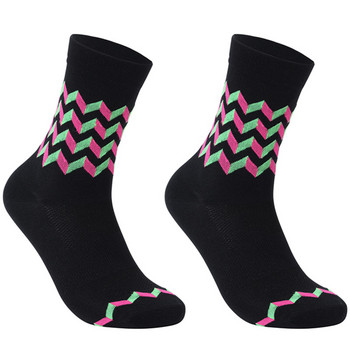 Двуцветни спортни чорапи с професионална марка Дишащи шосейни чорапи за велосипеди Спортни чорапи за велосипедни състезания на открито