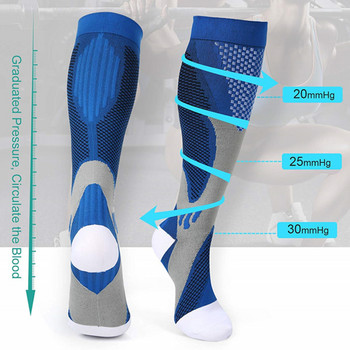 1 чифт фитнес чорапи Спортни унисекс Колоездене Компресионни чорапи Грижа за разширени вени Бягане на открито Баскетбол Футбол Еластични чорапи