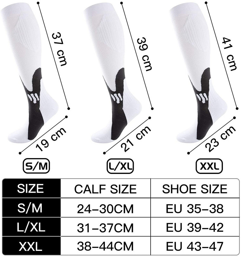 1 pár tornatermi zokni Sport uniszex kerékpározás kompressziós zokni visszerek ápolása kültéri futás kosárlabda labdarúgás elasztikus zokni
