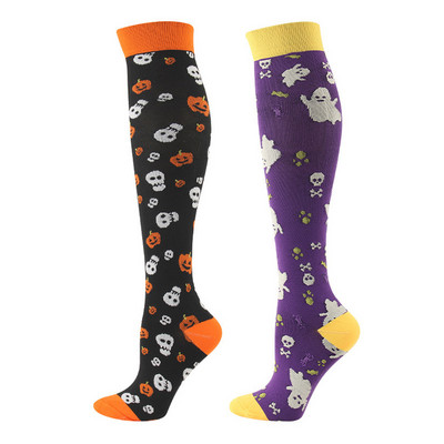 Kerékpáros kompressziós zokni Professzionális kültéri csúszásgátló, lélegző pamut futó zokni Halloween mintával