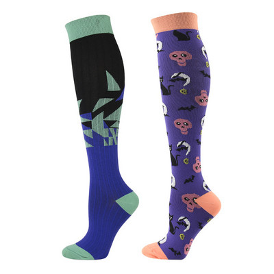 Kerékpáros kompressziós zokni Professzionális kültéri csúszásgátló, lélegző pamut futó zokni Halloween mintával