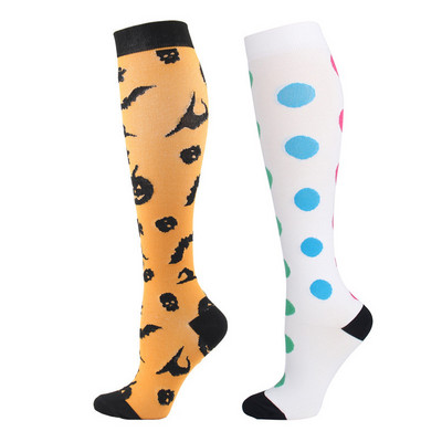 Kerékpáros kompressziós zokni Professzionális kültéri csúszásgátló, lélegző pamut futó zokni Halloween mintával