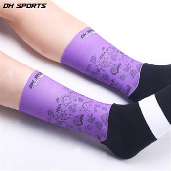 DH Sports Printed Cycling Socks Anti-slip Professional MTB Road Bicycle Socks Men Women Racing Running Socks calcetines ciclismo