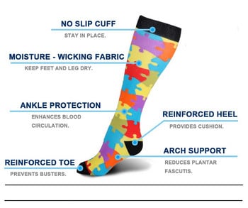 Мъжки, дамски компресионни чорапи, подходящи за спортни чорапи за колоездене 15-30 MmHg, черни против умора, облекчаващи болката, мъжки чорапи за пътуване