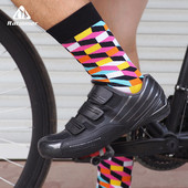 Șosete de ciclism RACMMER Stiluri cu model cu zăbrele cu romb Ciorapi de modă în aer liber, șosete sportive confortabile din bumbac
