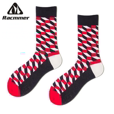 Șosete de ciclism RACMMER Stiluri cu model cu zăbrele cu romb Ciorapi de modă în aer liber, șosete sportive confortabile din bumbac