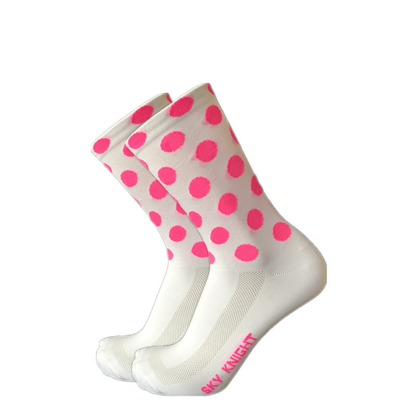 2021 șosete noi de ciclism profesioniști pentru femei, bărbați, curse, șosete de ciclism în aer liber, șosete de compresie pentru biciclete cu imprimare cu puncte