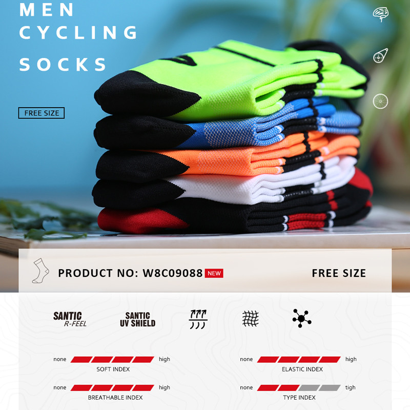 Santic kerékpáros zoknik kültéri sportokhoz kényelmes légáteresztő izzadásgátló futó kosárlabda hegyi kerékpár MTB kiegészítők